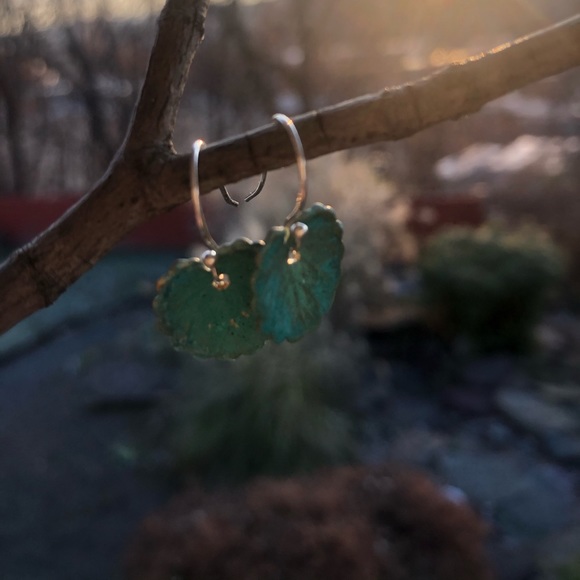 COPY - COPY - COPY - Handcrafted verdigris leaves Earrings - Picture 3 of 9